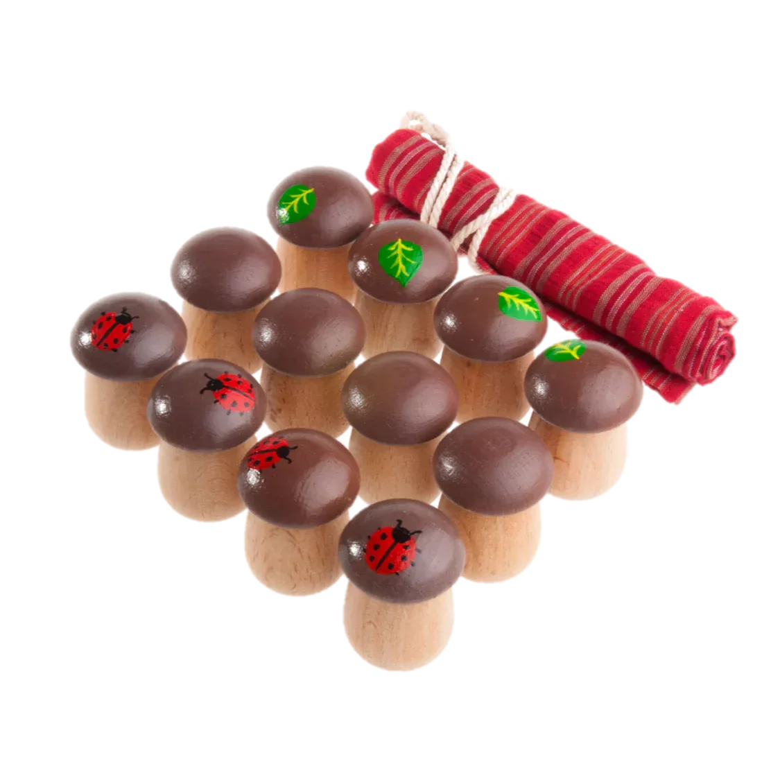 Wooden Mushroom Counters For Kids Hands On Math Montessori Set - ToylandEU