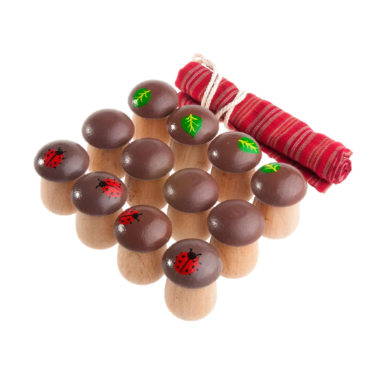 Wooden Mushroom Counters For Kids Hands On Math Montessori Set - ToylandEU