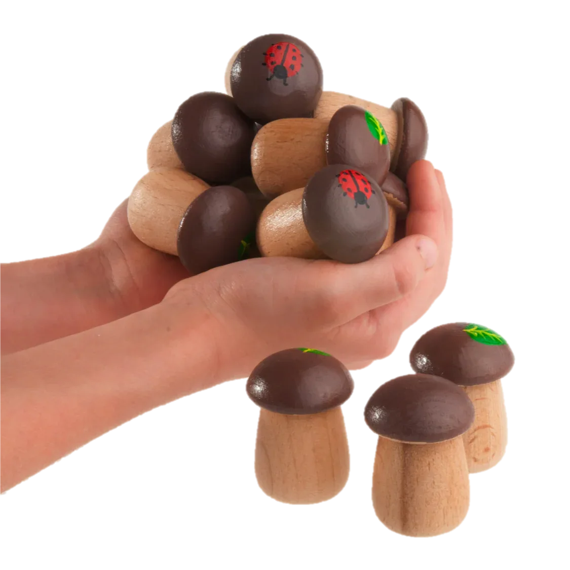 Wooden Mushroom Counters For Kids Hands On Math Montessori Set - ToylandEU