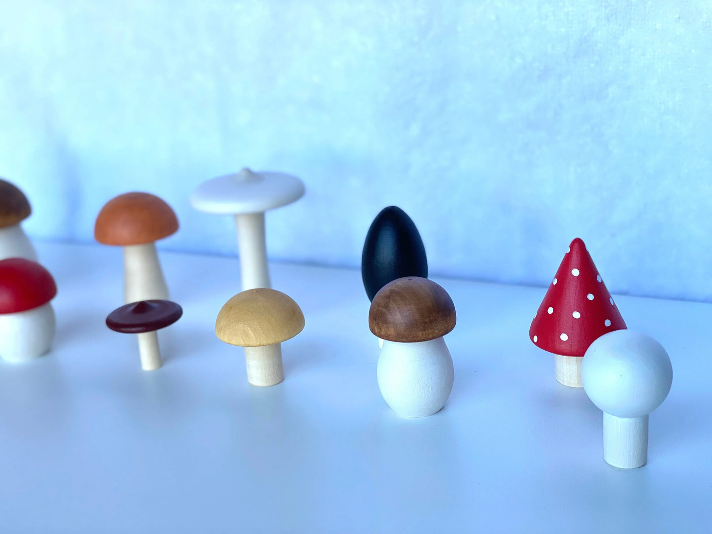 Wooden Mushroom Toys Set Of Eleven For Creative Play - ToylandEU