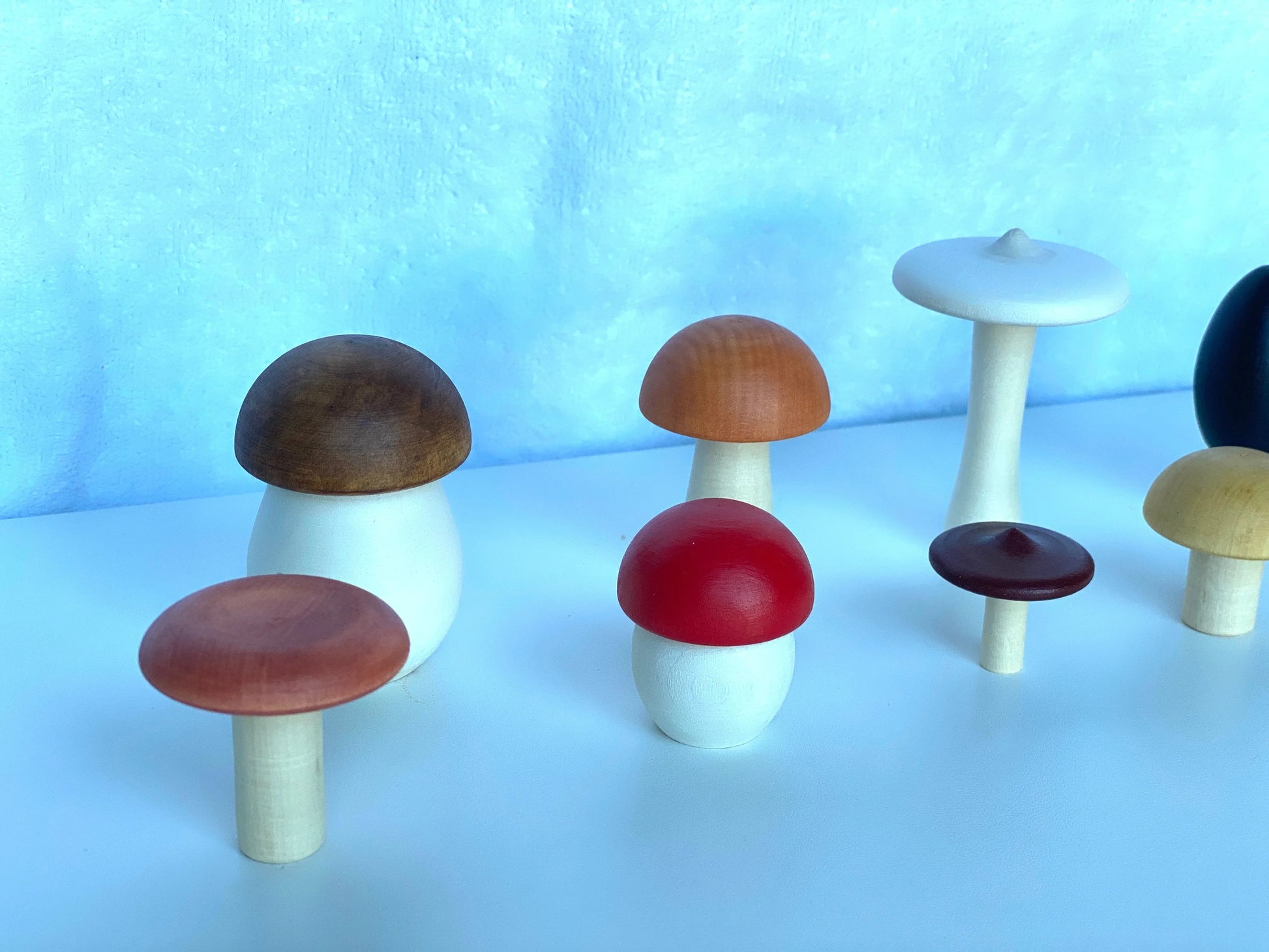 Wooden Mushroom Toys Set Of Eleven For Creative Play - ToylandEU