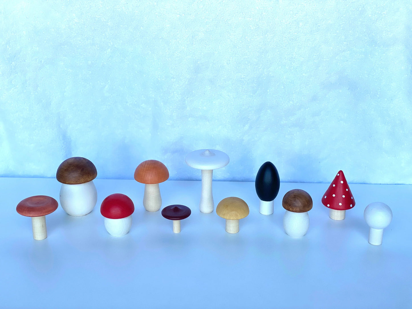 Wooden Mushroom Toys Set Of Eleven For Creative Play - ToylandEU