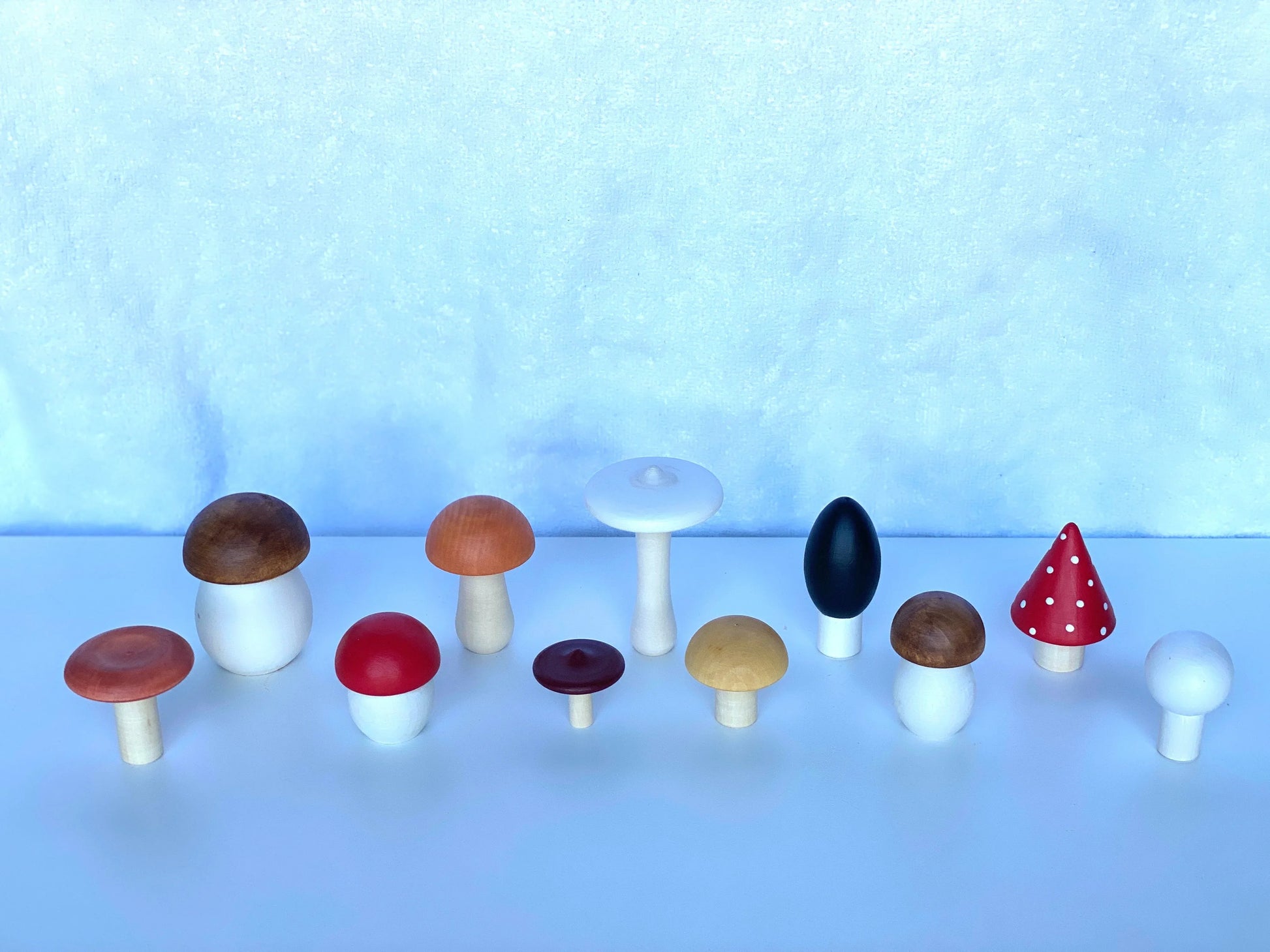 Wooden Mushroom Toys Set Of Eleven For Creative Play - ToylandEU