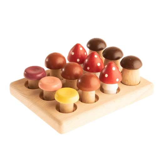 Wooden Mushrooms Montessori Sorting Game For Counting - ToylandEU