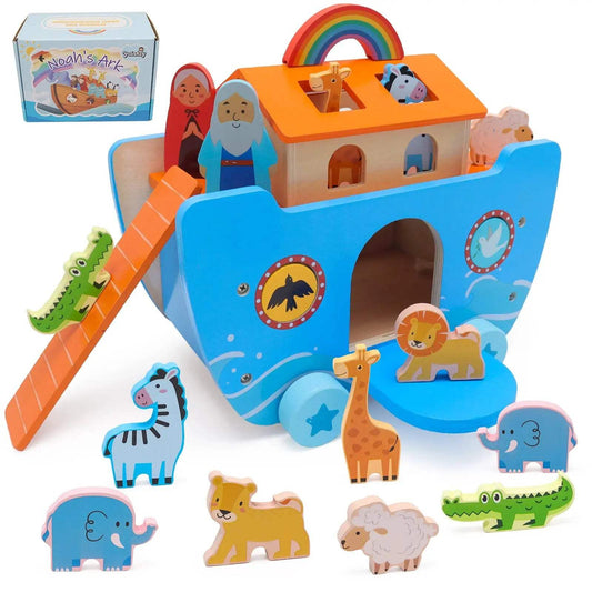  Wooden Noahs Ark Animal Blocks Educational Toy -  ToylandEU™