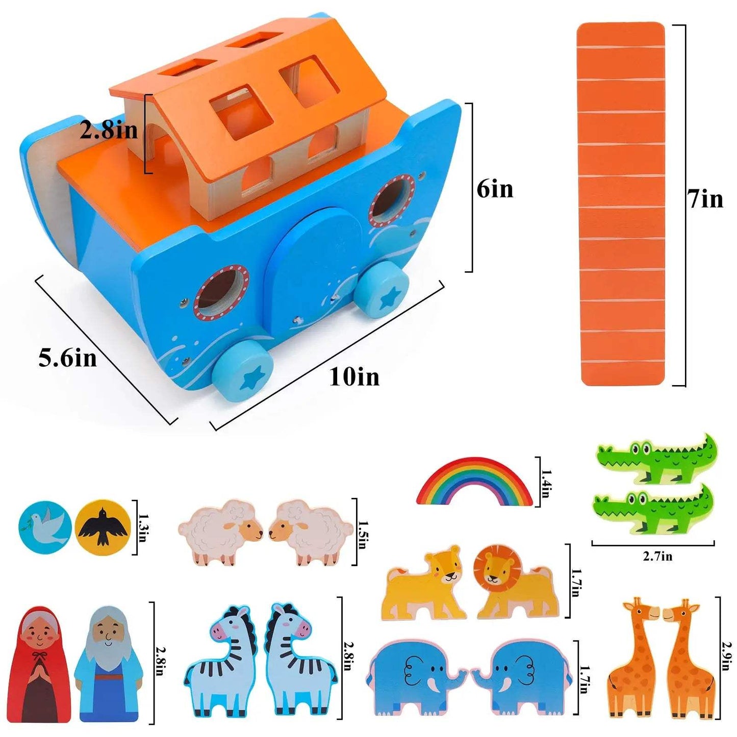  Wooden Noahs Ark Animal Blocks Educational Toy -  ToylandEU™