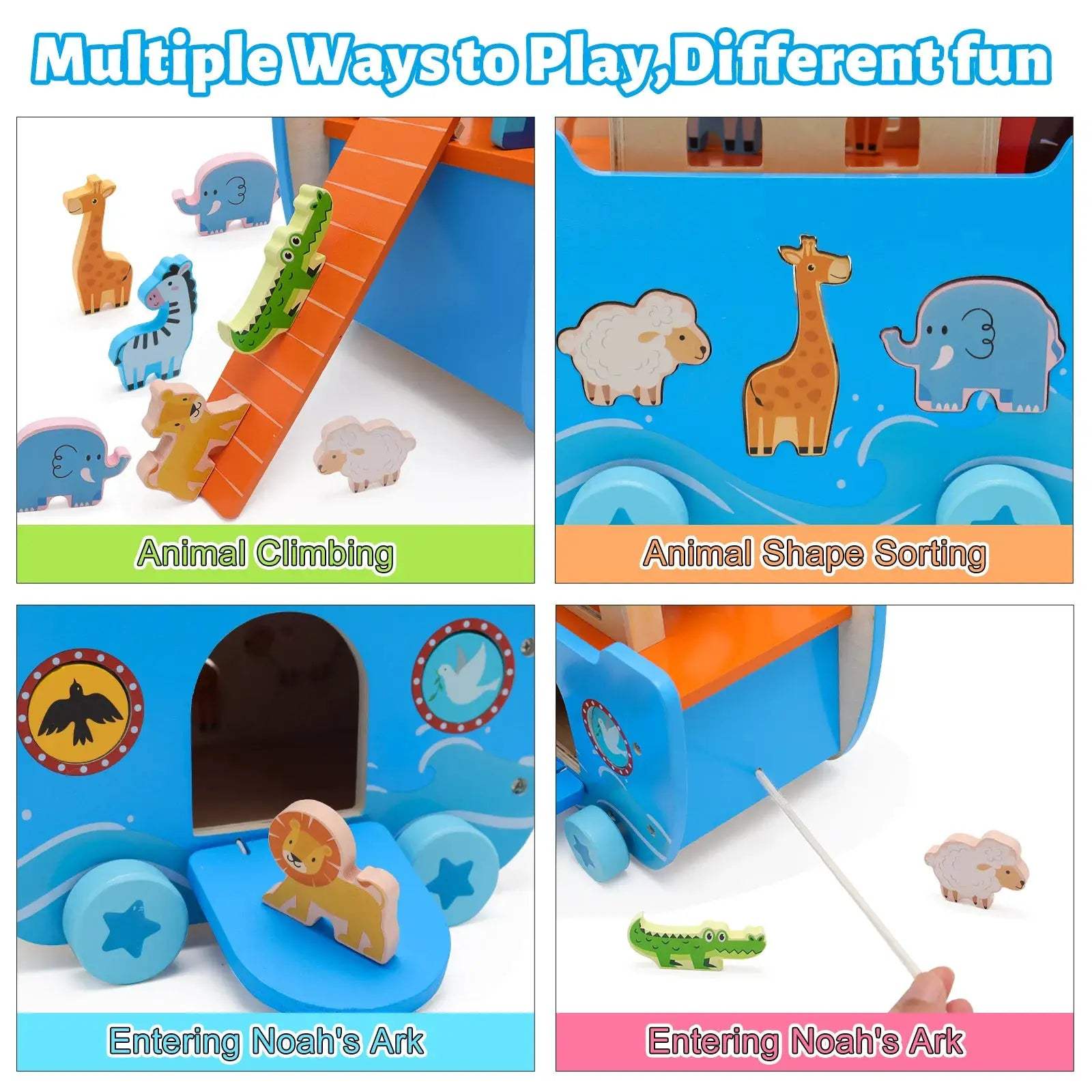  Wooden Noahs Ark Animal Blocks Educational Toy -  ToylandEU™