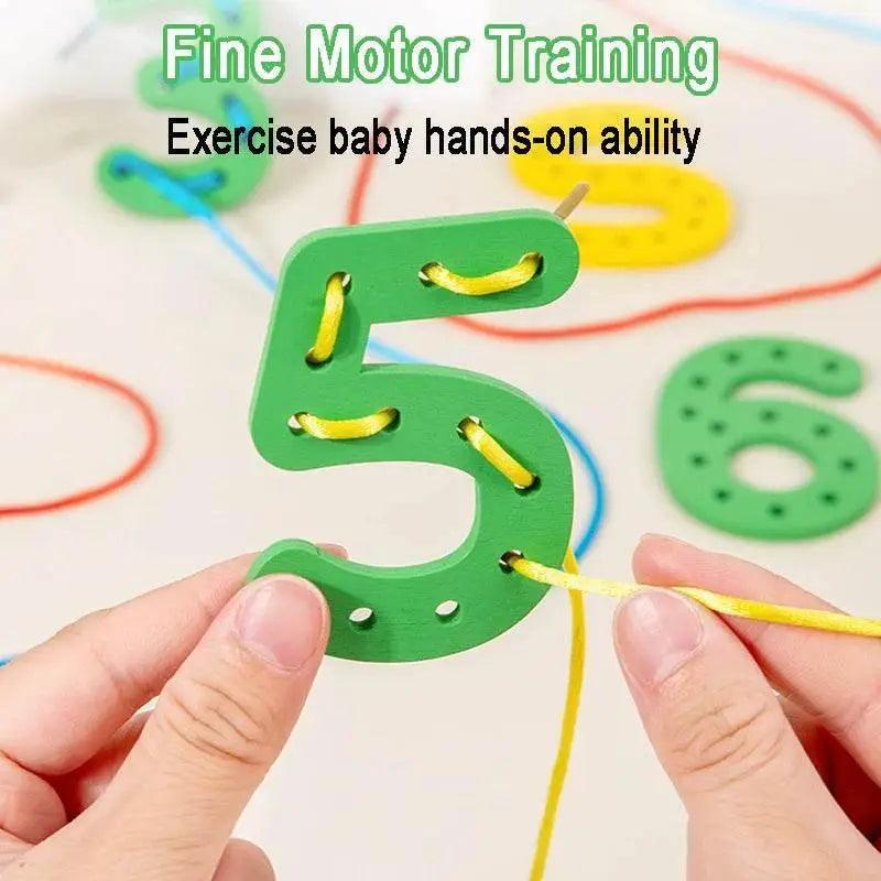  Wooden Number Letter Rope Game for Early Education Cognitive Development Handcrafted Rope Educational Toys for Hand Eye Coordination Training -  ToylandEU™