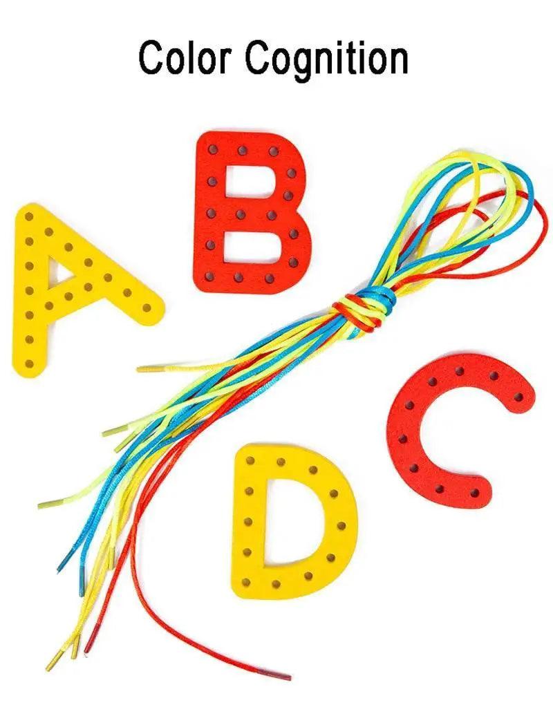  Wooden Number Letter Rope Game for Early Education Cognitive Development Handcrafted Rope Educational Toys for Hand Eye Coordination Training -  ToylandEU™