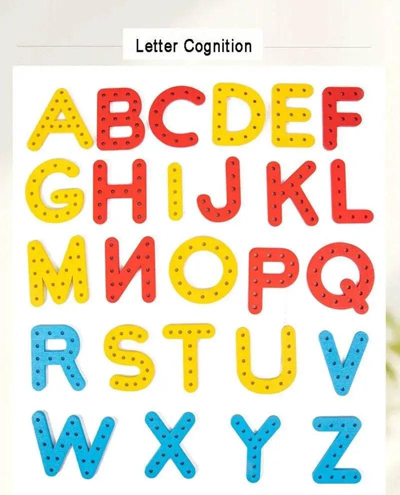  Wooden Number Letter Rope Game for Early Education Cognitive Development Handcrafted Rope Educational Toys for Hand Eye Coordination Training -  ToylandEU™