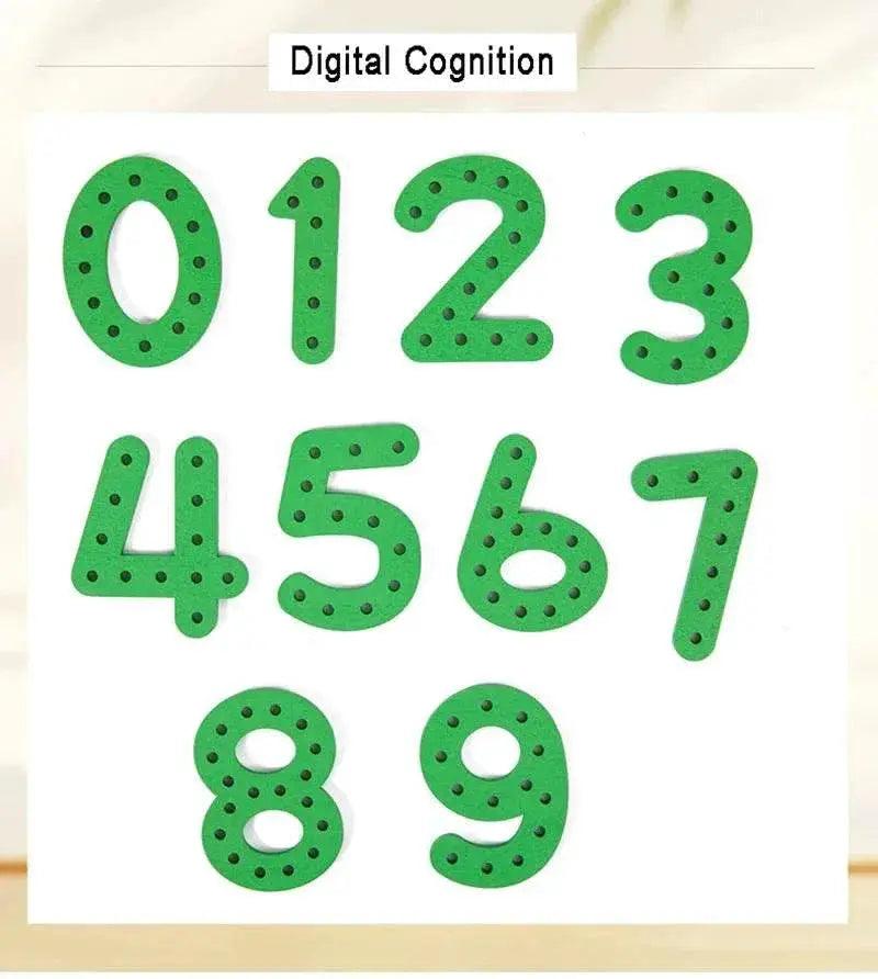  Wooden Number Letter Rope Game for Early Education Cognitive Development Handcrafted Rope Educational Toys for Hand Eye Coordination Training -  ToylandEU™