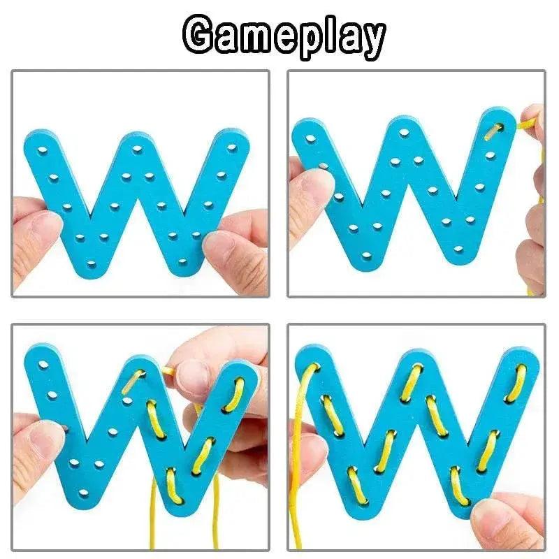  Wooden Number Letter Rope Game for Early Education Cognitive Development Handcrafted Rope Educational Toys for Hand Eye Coordination Training -  ToylandEU™