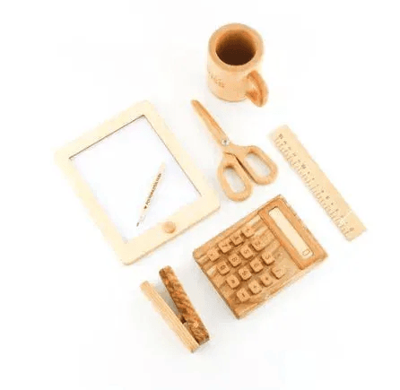 Wooden Office Pretend Play Set for Toddlers with Realistic Tools - ToylandEU