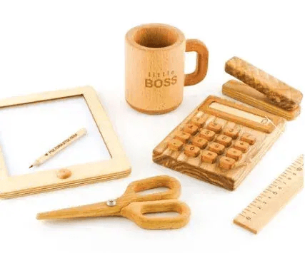 Wooden Office Pretend Play Set for Toddlers with Realistic Tools - ToylandEU
