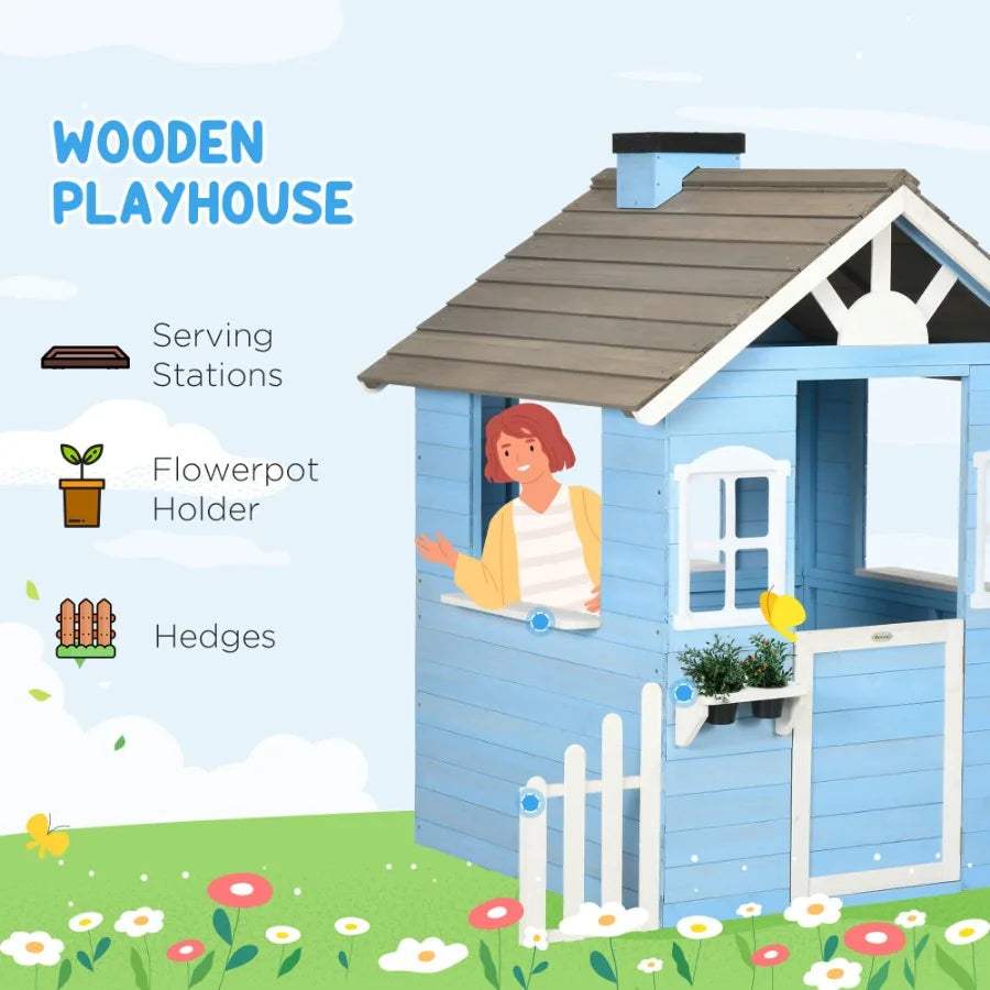  Wooden Outdoor Playhouse For Kids Flower Pot Holders -  ToylandEU™