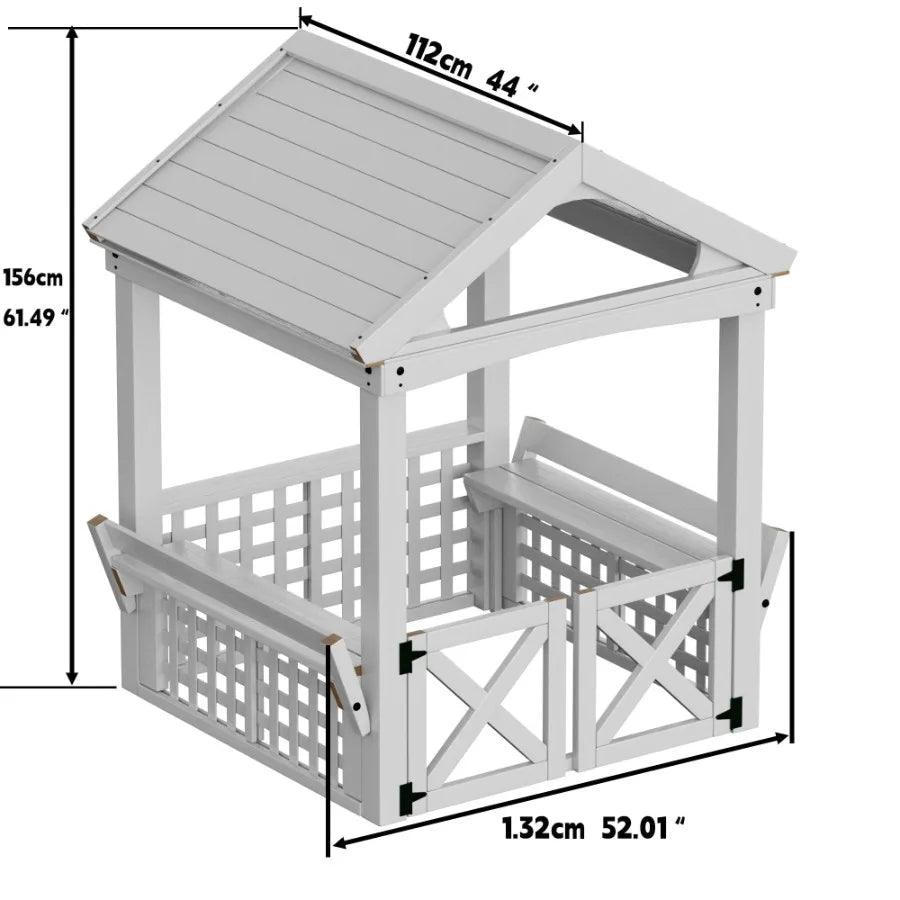  Durable Wooden Outdoor Playhouse With Built In Bench -  ToylandEU™