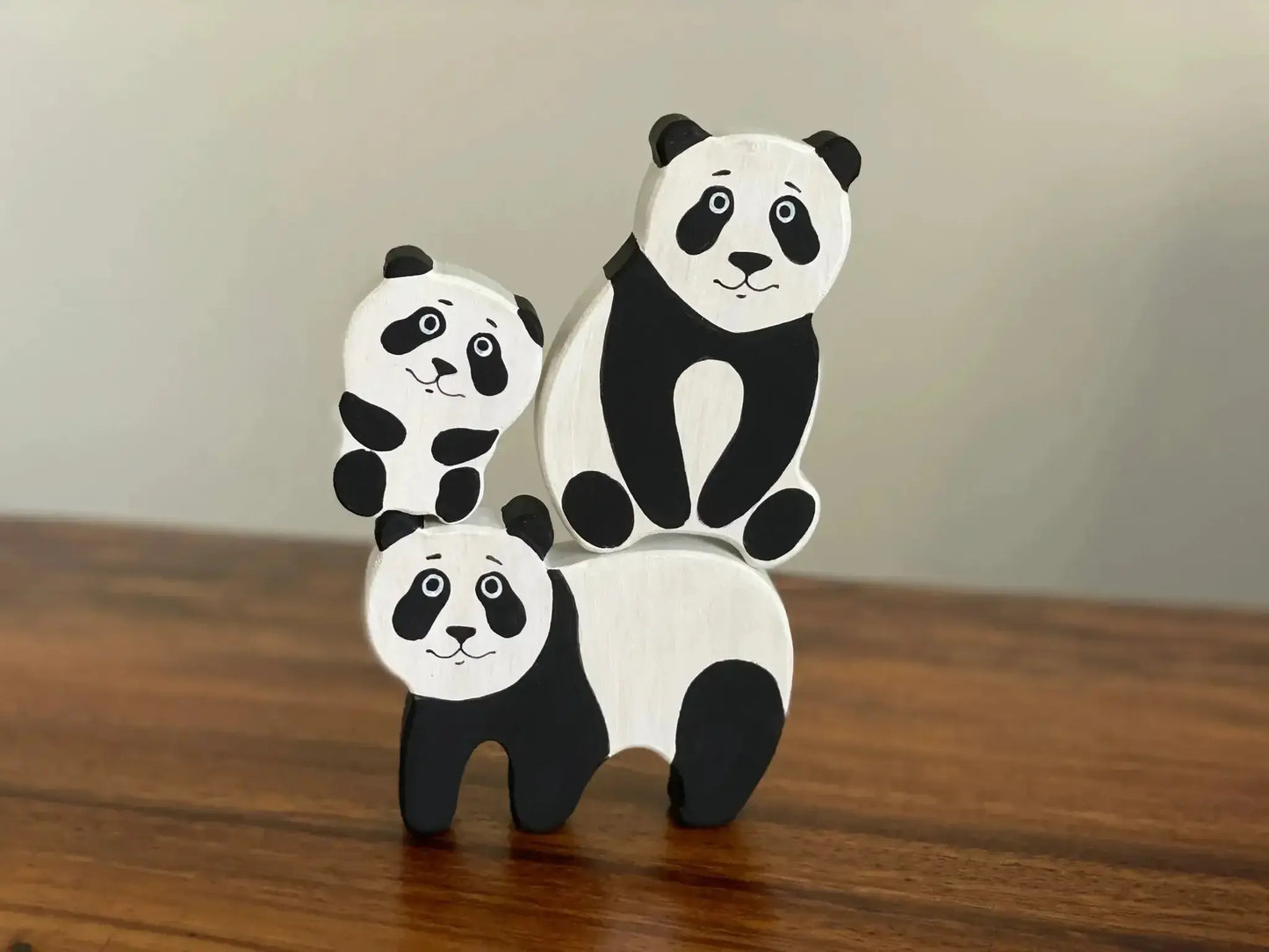 Wooden Panda Figurines Set Of Three For Fine Motor Skills - ToylandEU