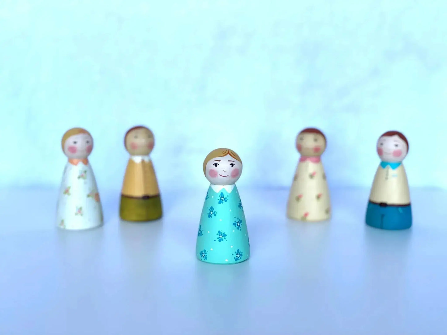  Wooden Peg Dolls Boy And Girl Set Hand Painted -  ToylandEU™