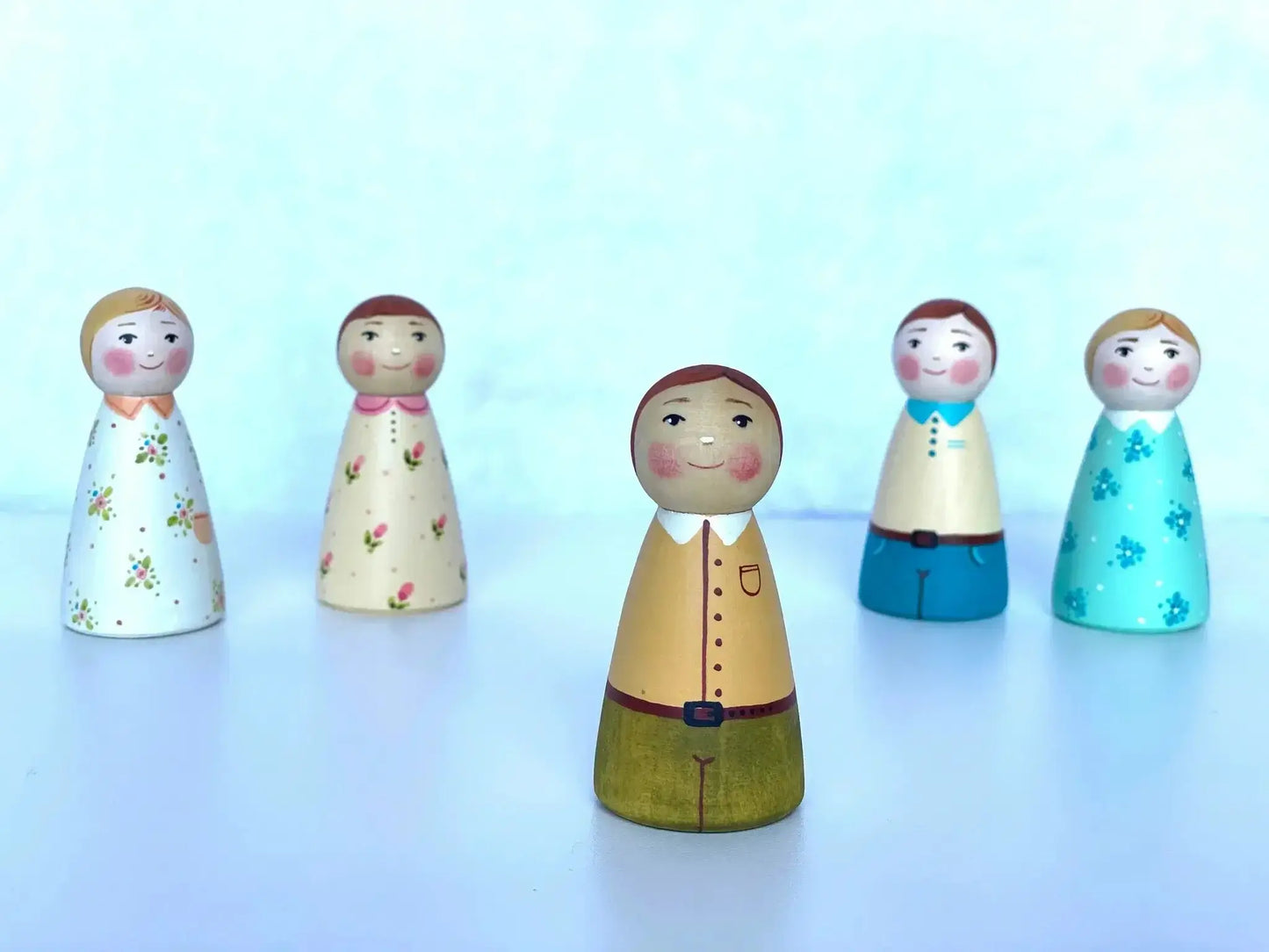  Wooden Peg Dolls Boy And Girl Set Hand Painted -  ToylandEU™