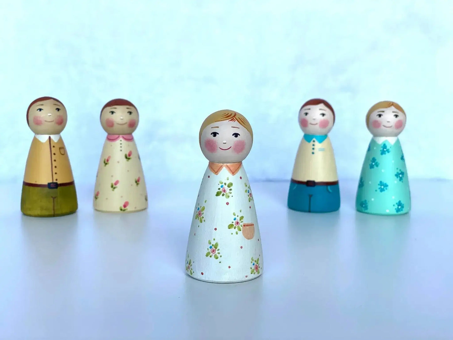  Wooden Peg Dolls Boy And Girl Set Hand Painted -  ToylandEU™