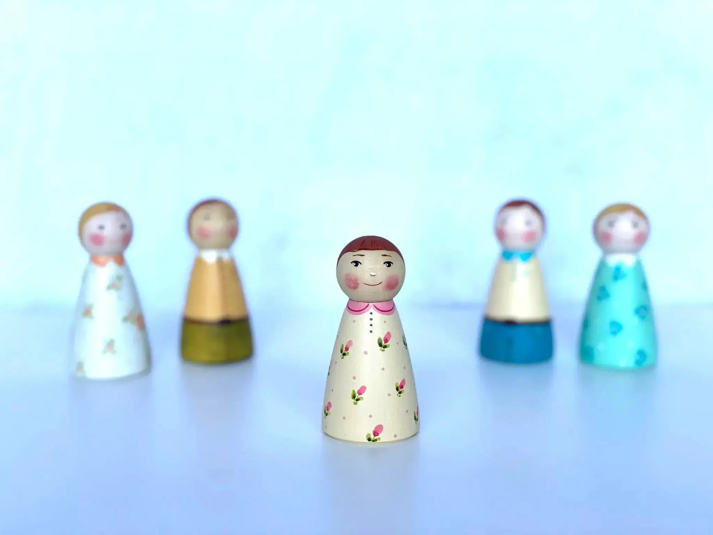 Handmade Wooden Peg Dolls Boy And Girl Set Handpainted - ToylandEU