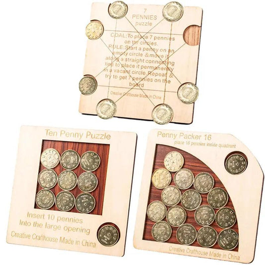  Wooden Penny Puzzle Brain Teaser For All Ages -  ToylandEU™