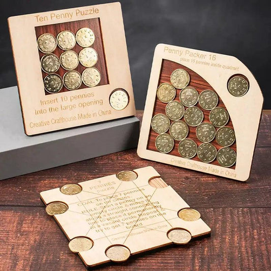  Wooden Penny Puzzle Brain Teaser For All Ages -  ToylandEU™