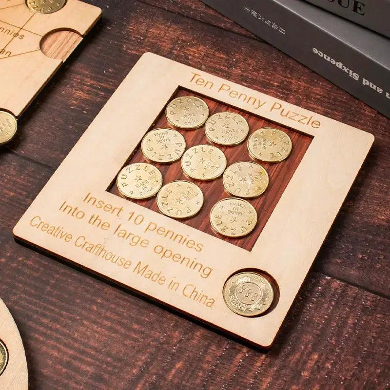 Wooden Penny Puzzle Brain Teaser For All Ages -  ToylandEU™
