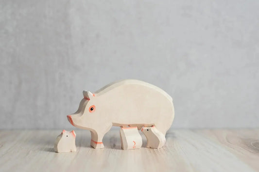  Wooden Pig Puzzle Set Hand Carved With Three Piglets -  ToylandEU™