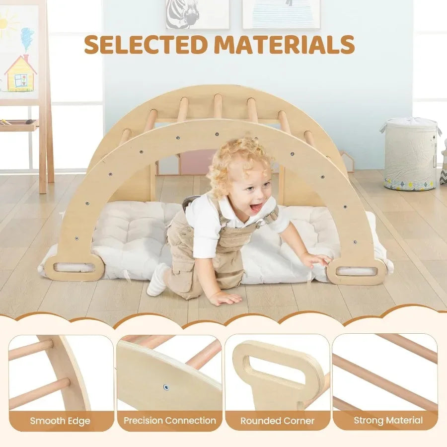 Wooden Pikler Triangle Climber Set Builds Toddlers Motor Skills - ToylandEU