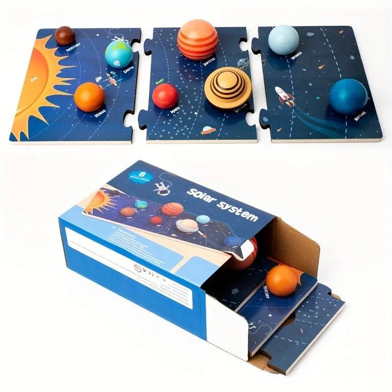 Wooden Planet Model Eight Planets in Space Scientific Exploration Toys Interactive Education - ToylandEU