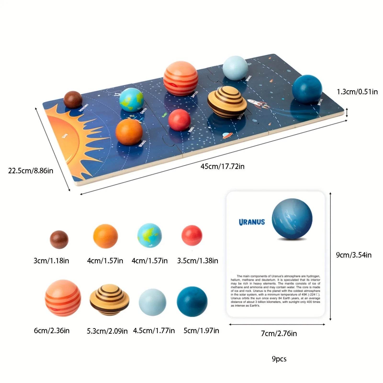 Wooden Planet Model Eight Planets in Space Scientific Exploration Toys Interactive Education - ToylandEU