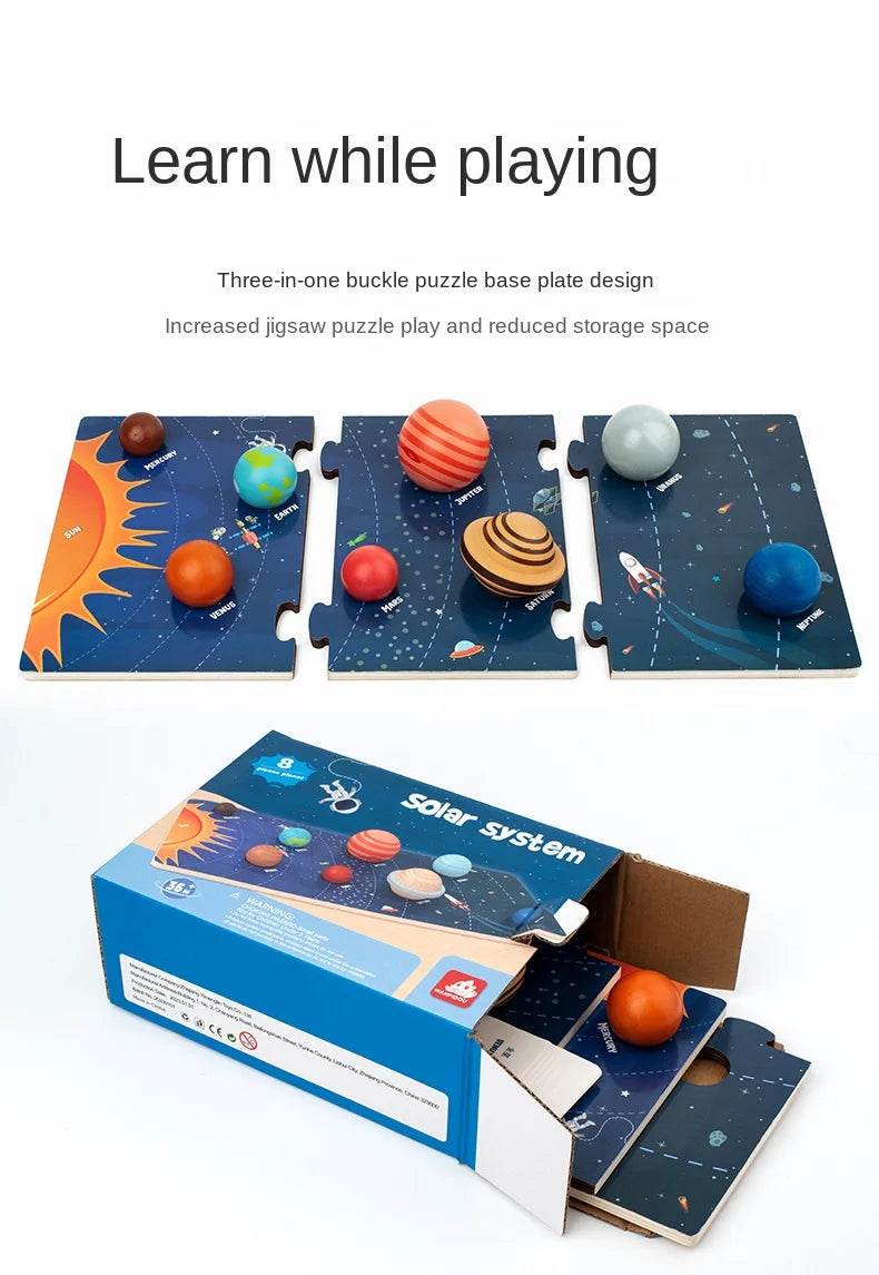 Wooden Planet Model Eight Planets in Space Scientific Exploration Toys Interactive Education - ToylandEU
