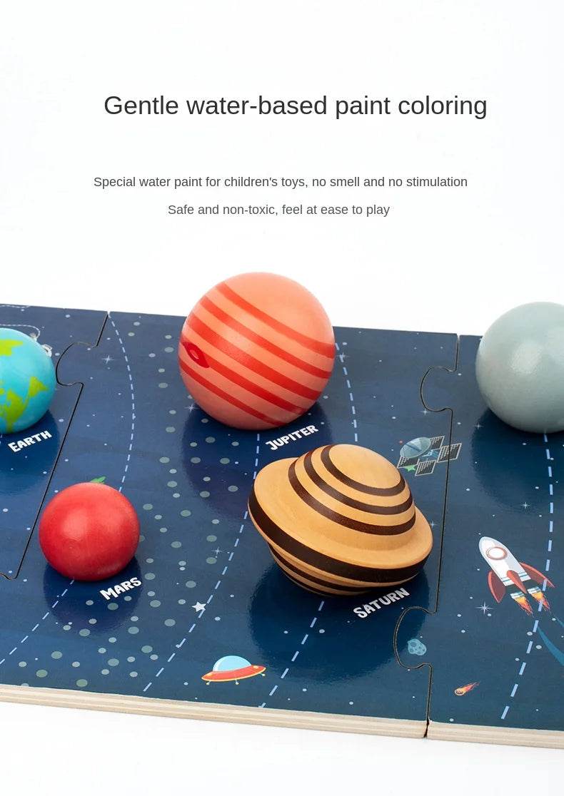 Wooden Planet Model Eight Planets in Space Scientific Exploration Toys Interactive Education - ToylandEU