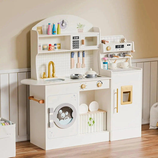  Wooden Play Kitchen Coffee Machine Set Rich Accessories -  ToylandEU™
