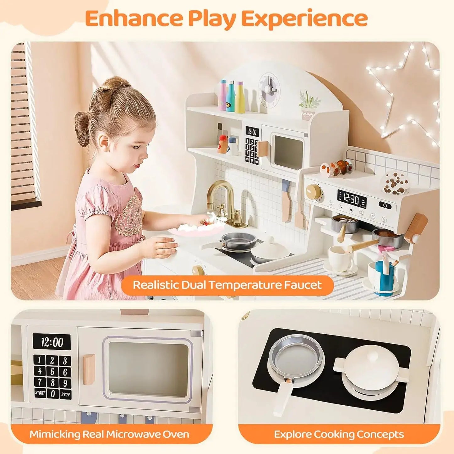  Wooden Play Kitchen Coffee Machine Set Rich Accessories -  ToylandEU™