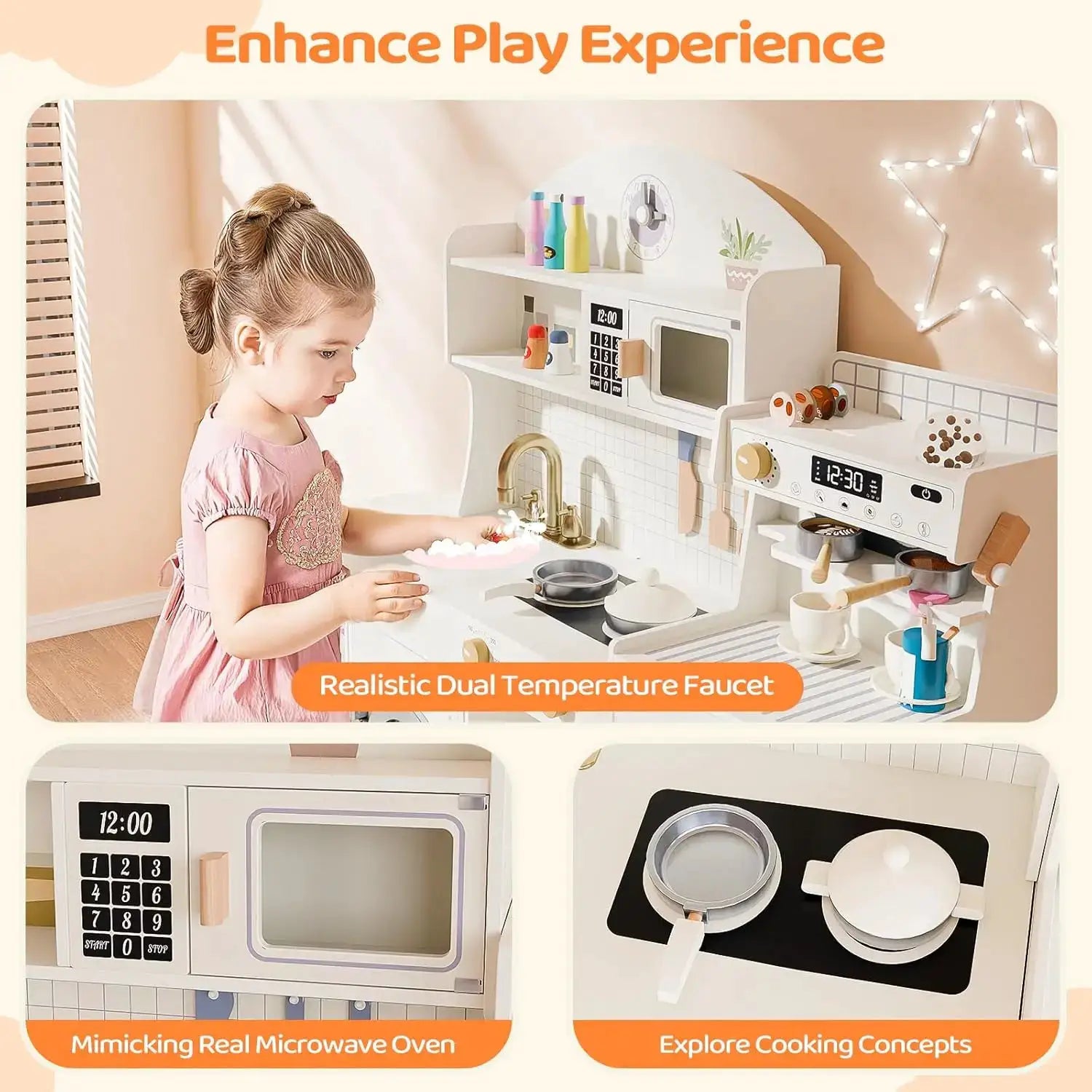  Wooden Play Kitchen Coffee Machine Set Rich Accessories -  ToylandEU™