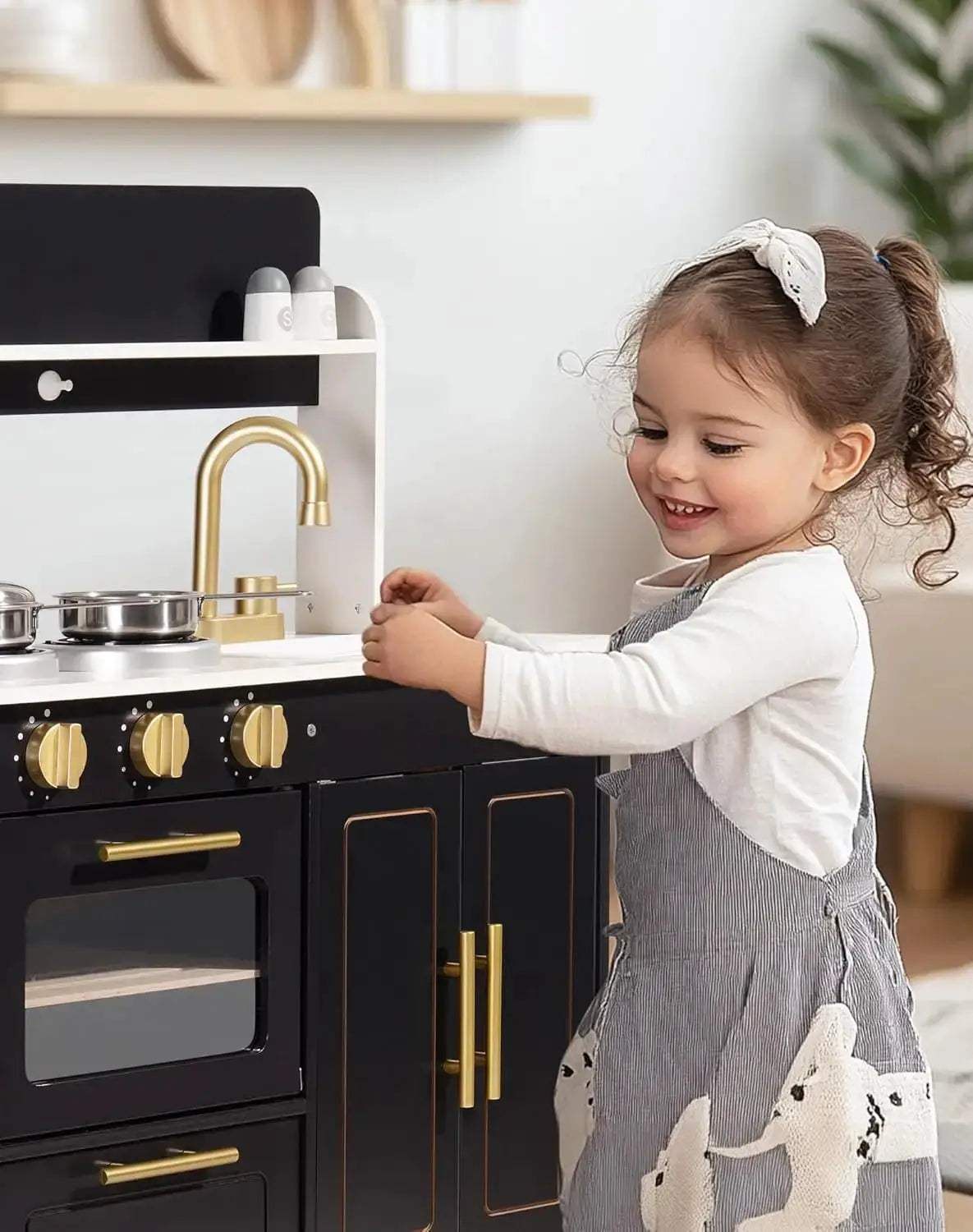  Wooden Play Kitchen For Kids Marble Countertop Realistic -  ToylandEU™