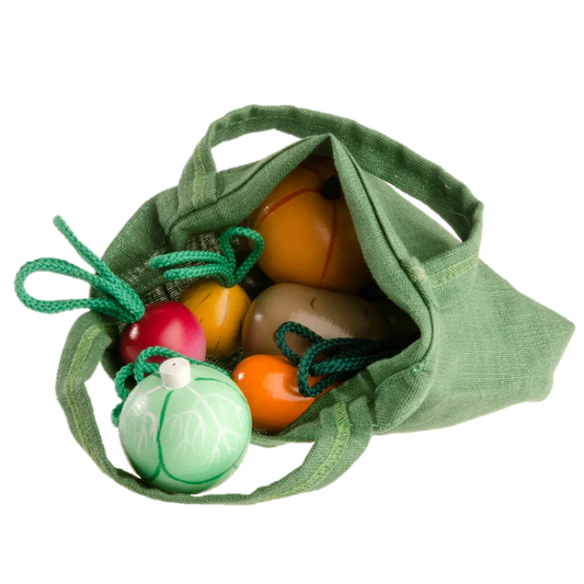 Wooden Play Vegetables Set With Water Based Paint Tote Bag - ToylandEU