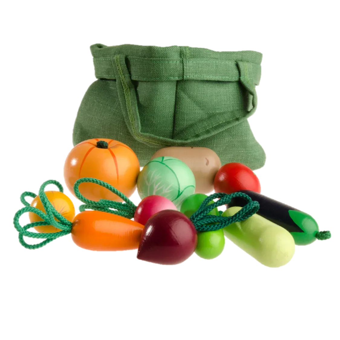 Wooden Play Vegetables Set With Water Based Paint Tote Bag - ToylandEU