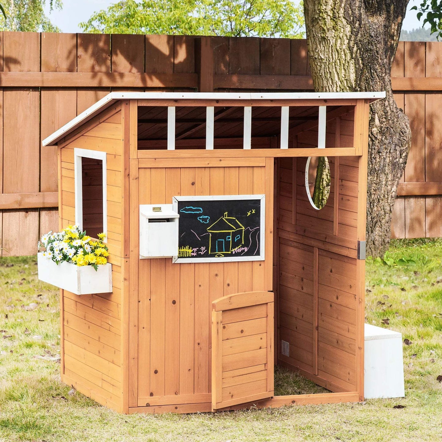  Wooden Playhouse for Kids Outdoor Backyard Fun Durable -  ToylandEU™