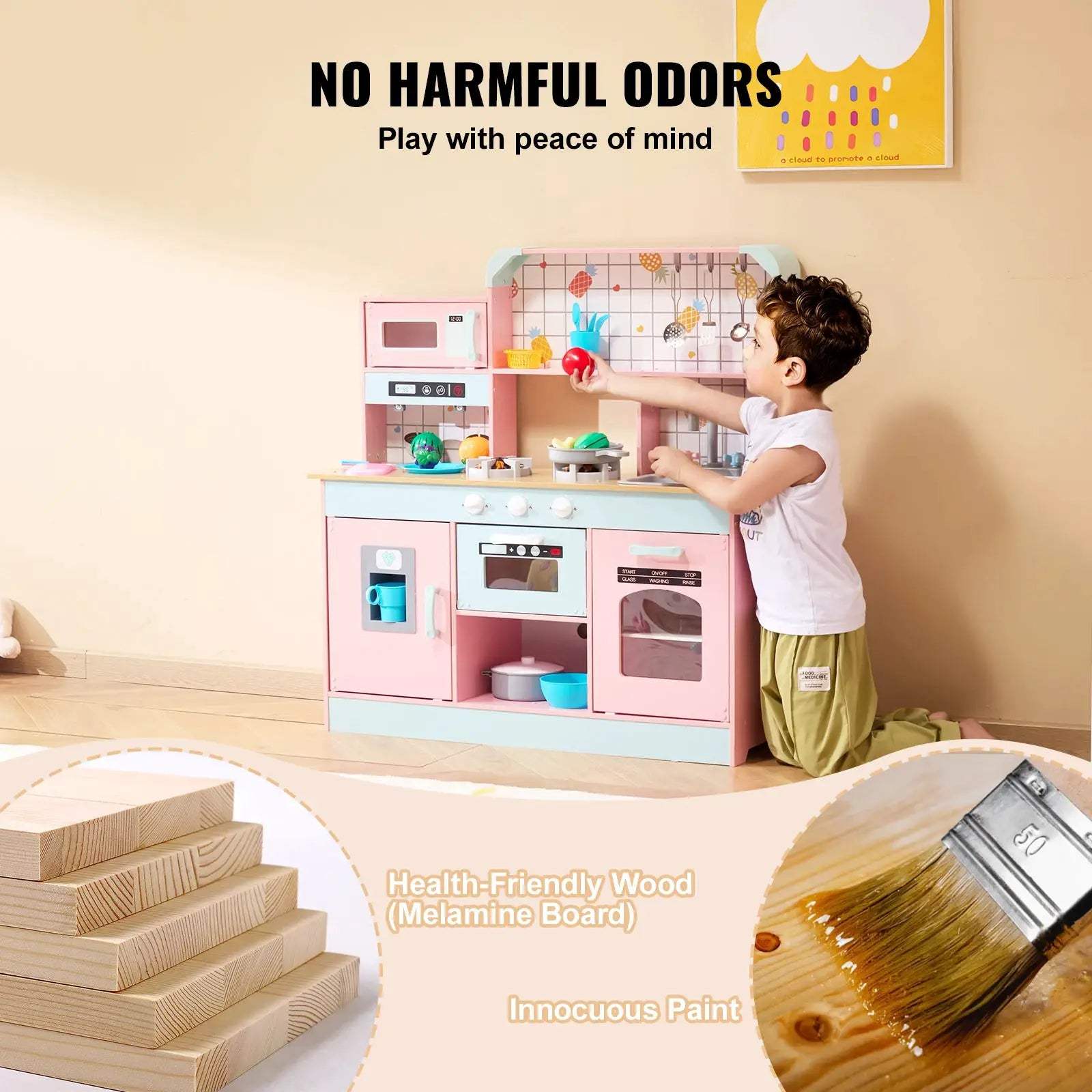  Wooden Pretend Play Kitchen Set Lights And Sounds -  ToylandEU™