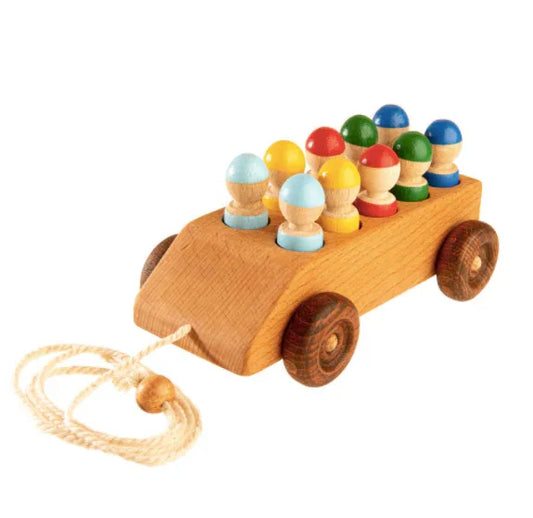 Wooden Pull Along Car With Removable Colorful Pegs - ToylandEU