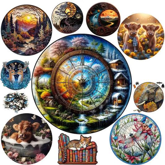 Wooden Puzzle Animal Round Educational Jigsaw For Kids And Adults - ToylandEU