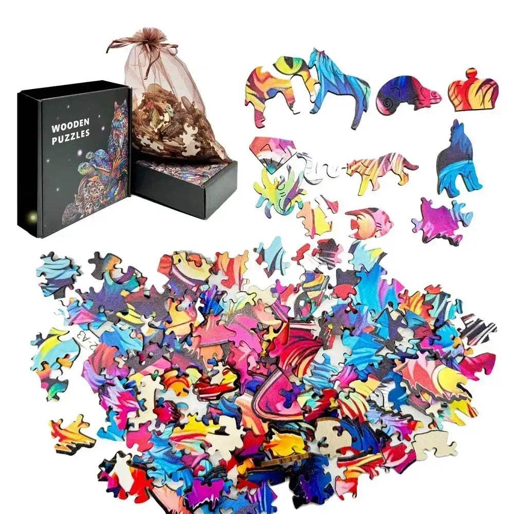 Wooden Puzzle Animal Round Educational Jigsaw For Kids And Adults - ToylandEU