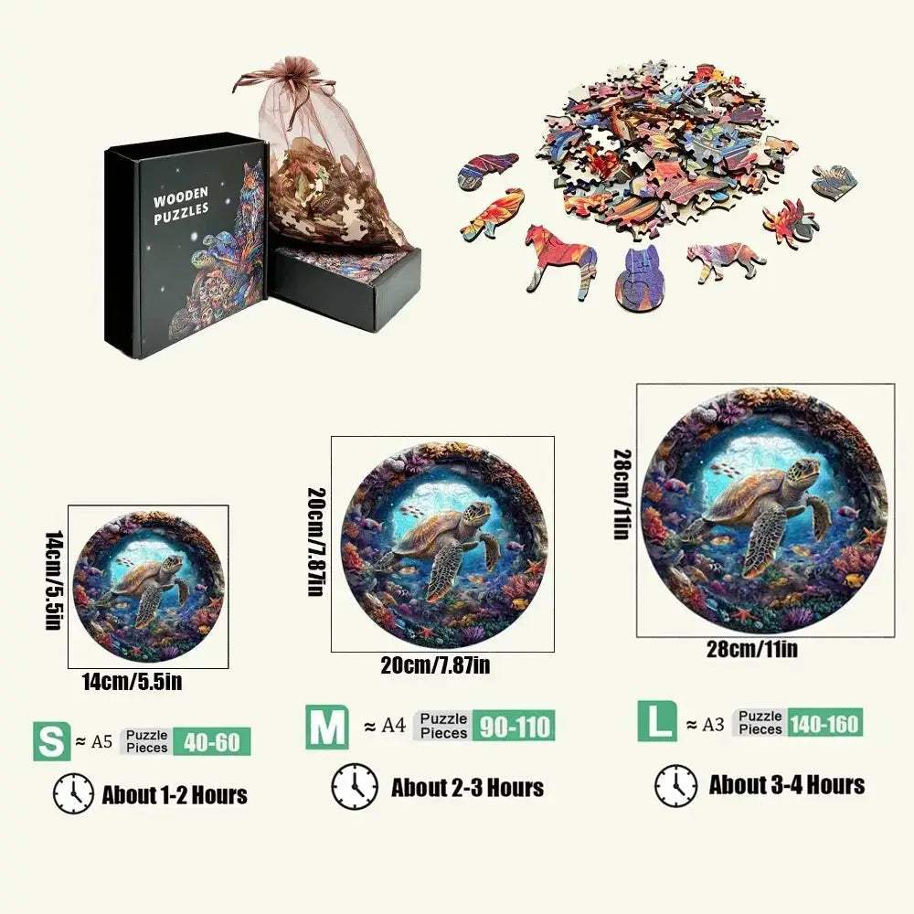Wooden Puzzle Animal Round Educational Jigsaw For Kids And Adults - ToylandEU