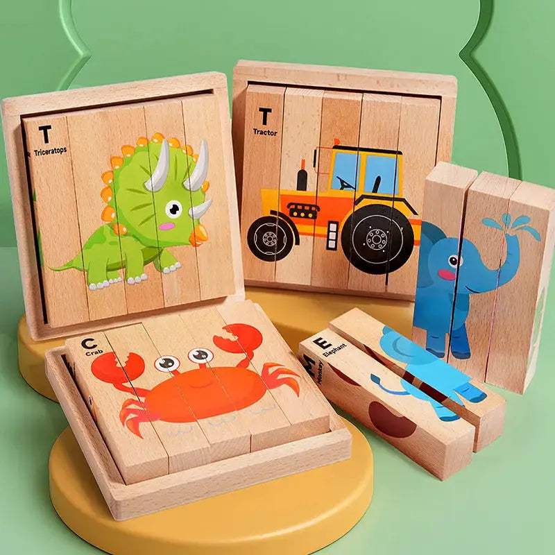 Wooden Puzzle Blocks Dinosaurs for Kids Educational Toy - ToylandEU