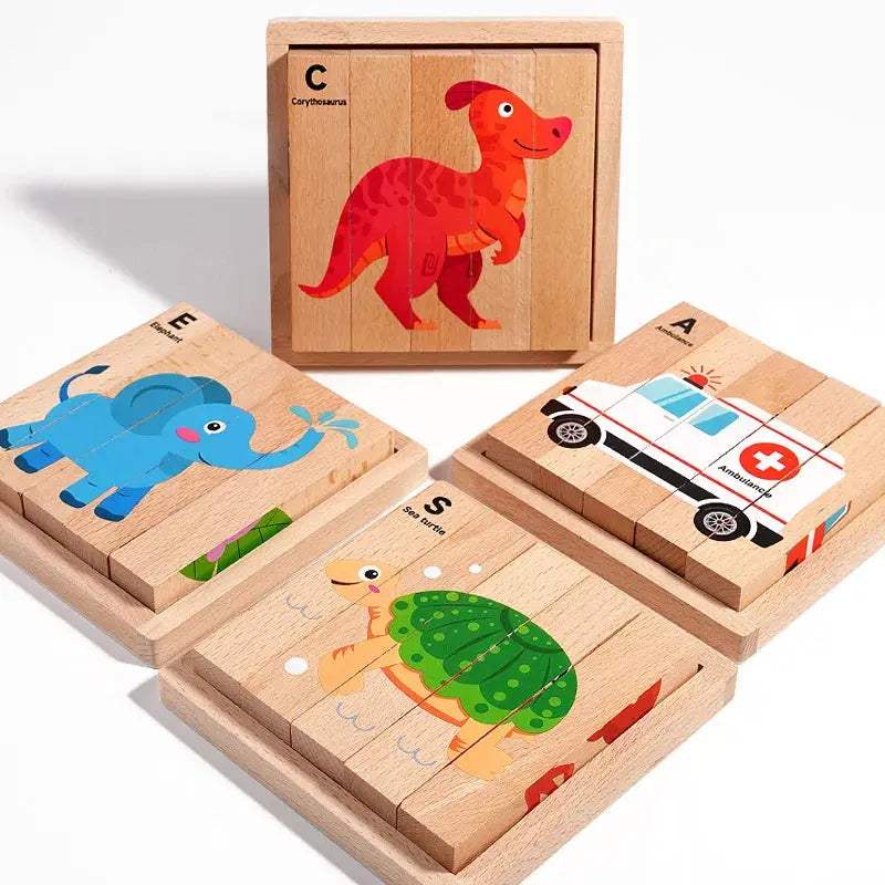 Wooden Puzzle Blocks Dinosaurs for Kids Educational Toy - ToylandEU