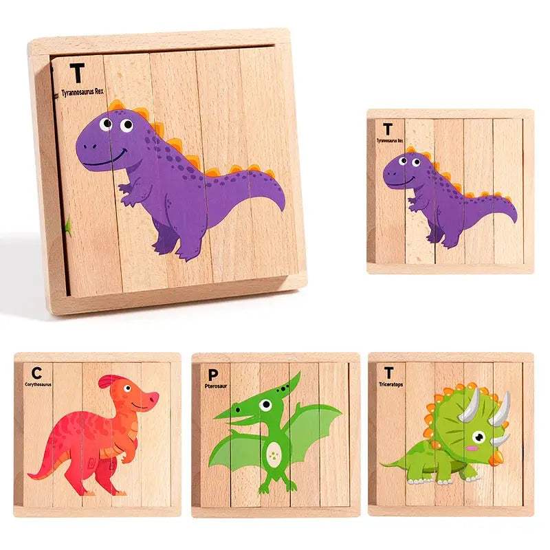 Wooden Puzzle Blocks Dinosaurs for Kids Educational Toy - ToylandEU