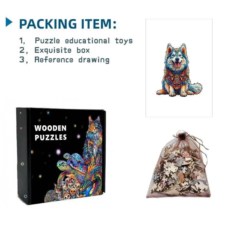 Wooden Puzzle Dog 3D Educational Toy For All Ages Fun - ToylandEU